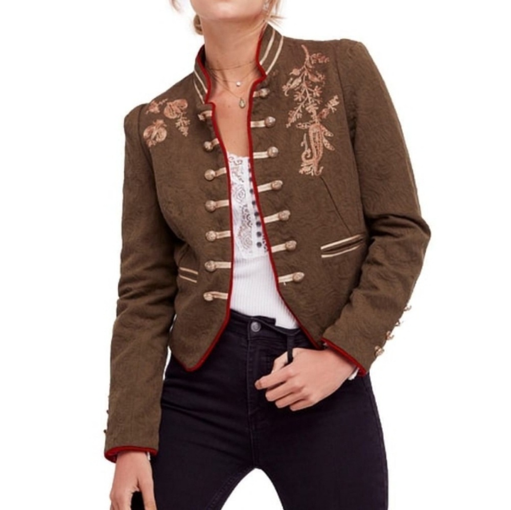 Rare! NWT Free People embroidered military jacket